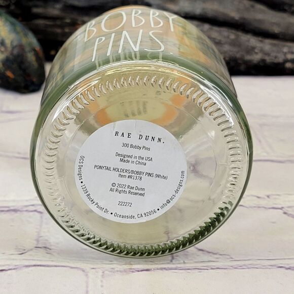 Rae Dunn BOBBY PINS Glass Jar Storage Container with Wooden Lid - Picture 3 of 8